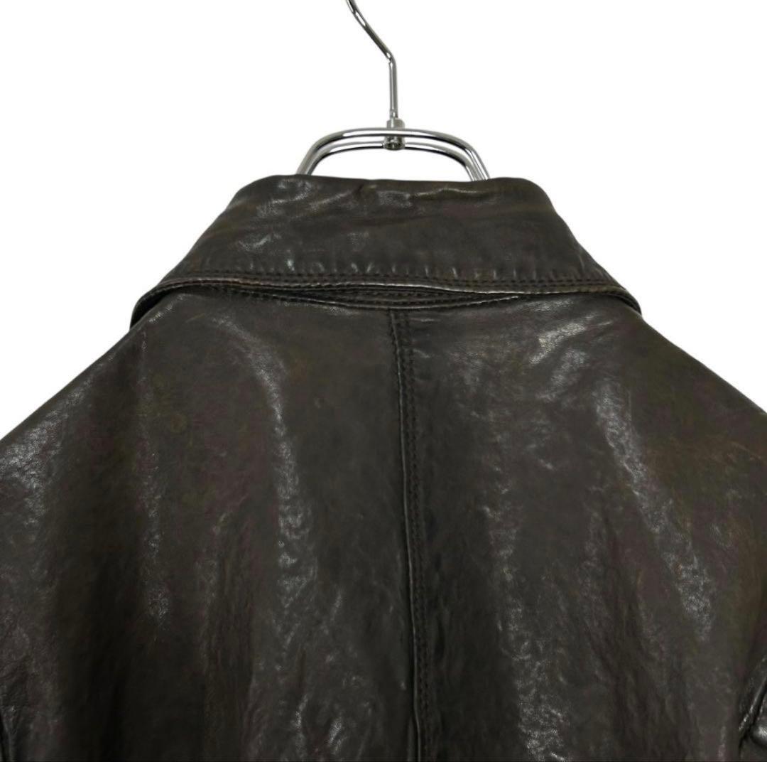 DIESEL ディーゼル レザー シングルライダース 羊革 シワ加工 S