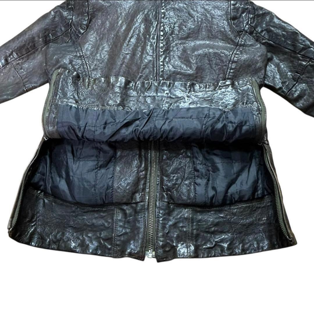 DIESEL ディーゼル レザー シングルライダース 羊革 シワ加工 S