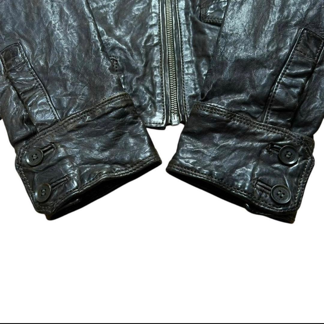 DIESEL ディーゼル レザー シングルライダース 羊革 シワ加工 S