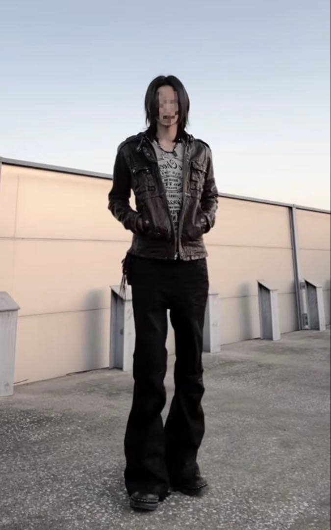 DIESEL ディーゼル レザー シングルライダース 羊革 シワ加工 S