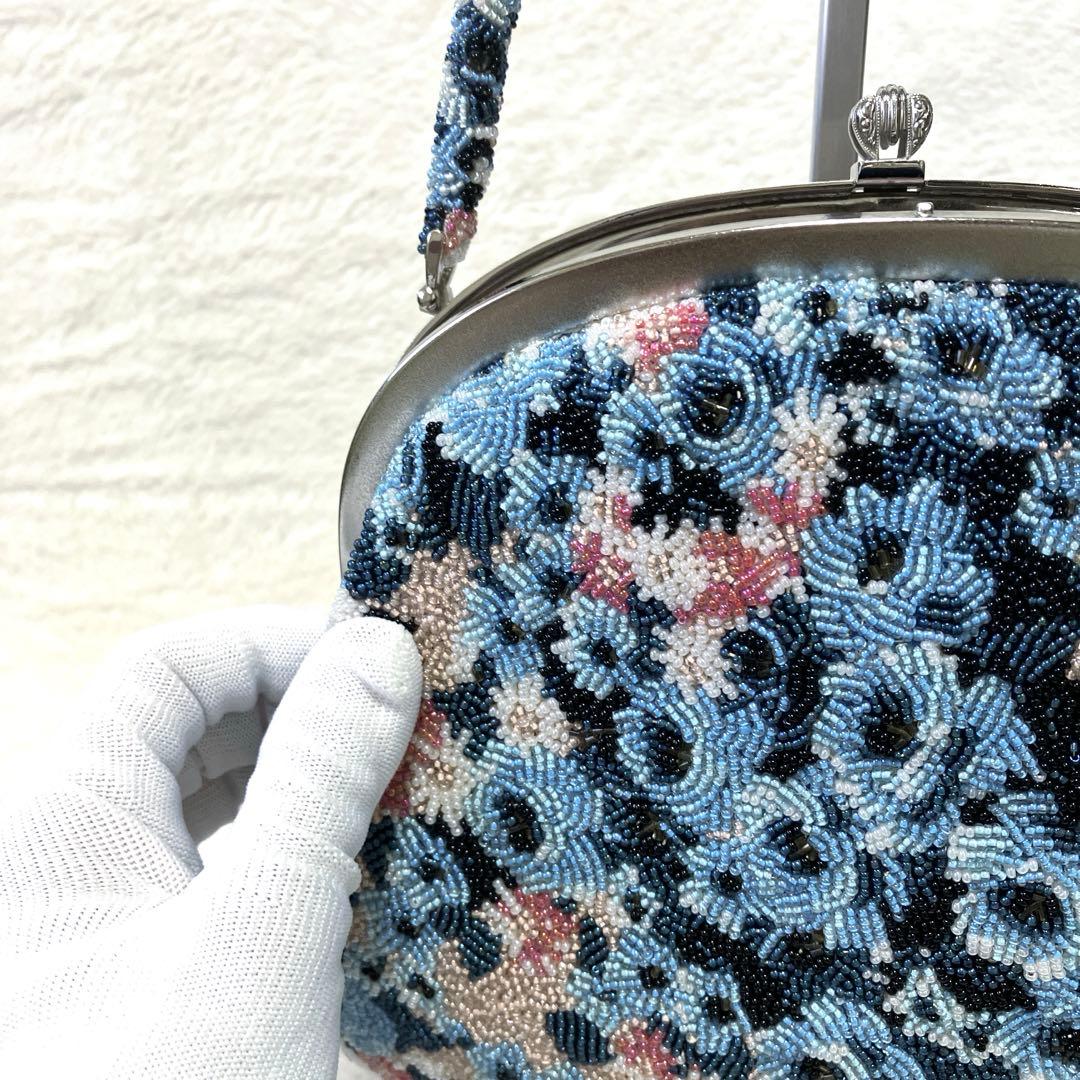 【美品】豪華　ビーズバッグ　和装バッグ　洋装バッグ　総ビーズ　花柄　大正ロマン