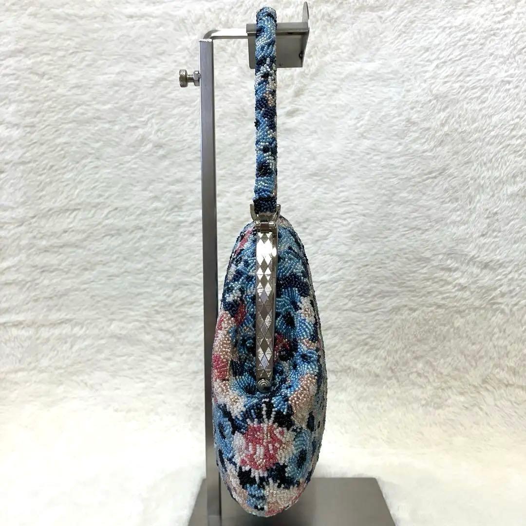 【美品】豪華　ビーズバッグ　和装バッグ　洋装バッグ　総ビーズ　花柄　大正ロマン