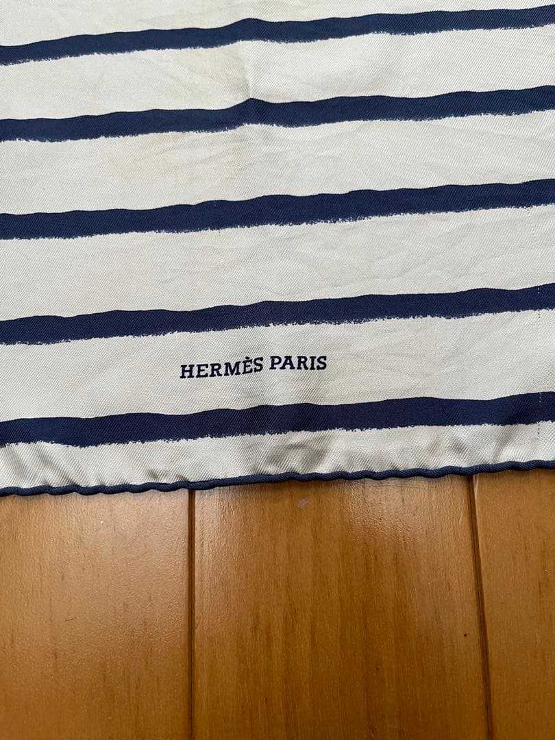 【そまり】HERMÈS ストライプ シルクスカーフ　ミニカレ