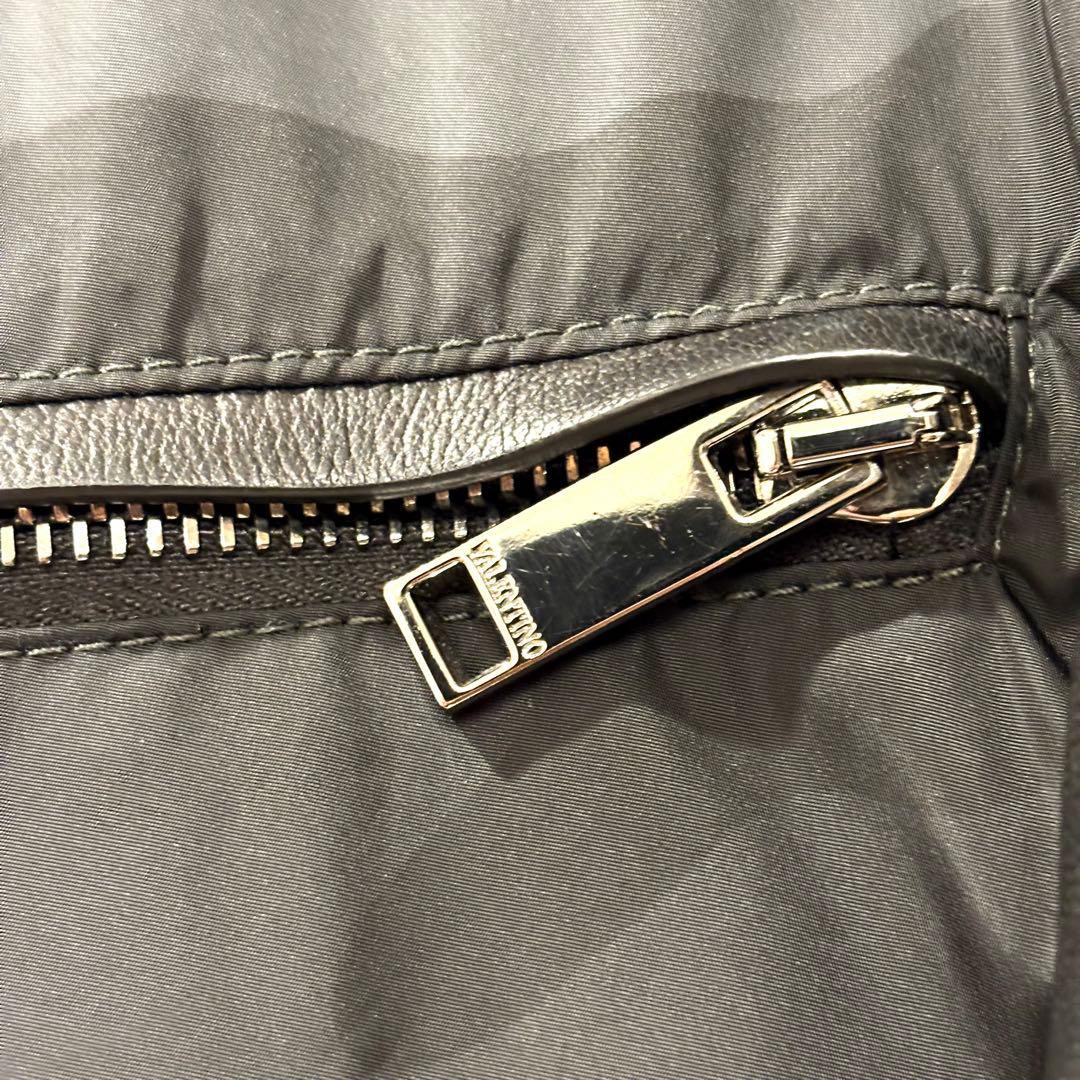 ☆美品☆VALENTINO ラムレザー ナイロン ブルゾン カモフラ柄 BLK