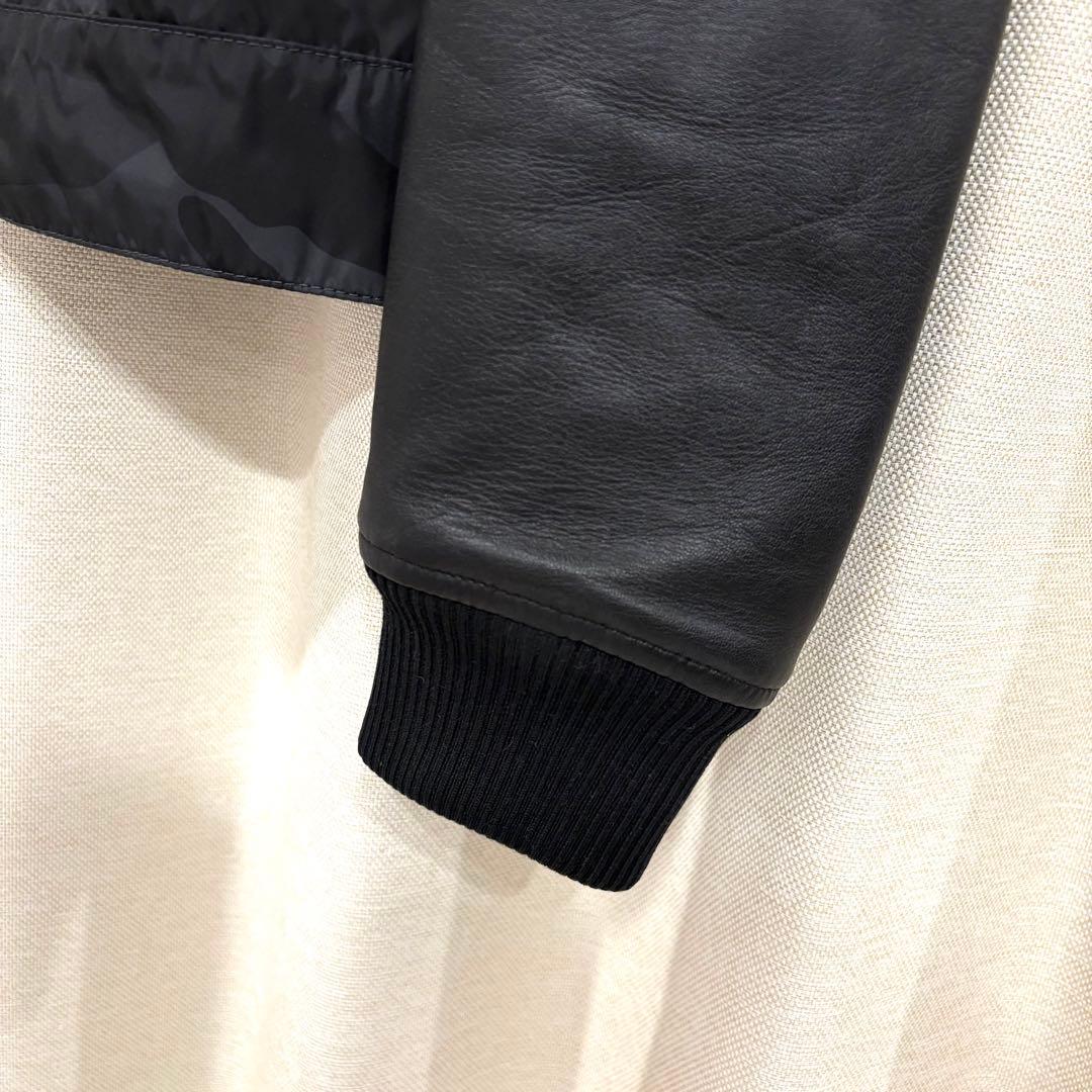☆美品☆VALENTINO ラムレザー ナイロン ブルゾン カモフラ柄 BLK