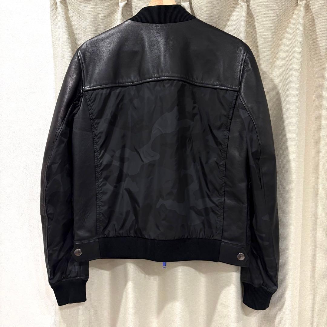☆美品☆VALENTINO ラムレザー ナイロン ブルゾン カモフラ柄 BLK