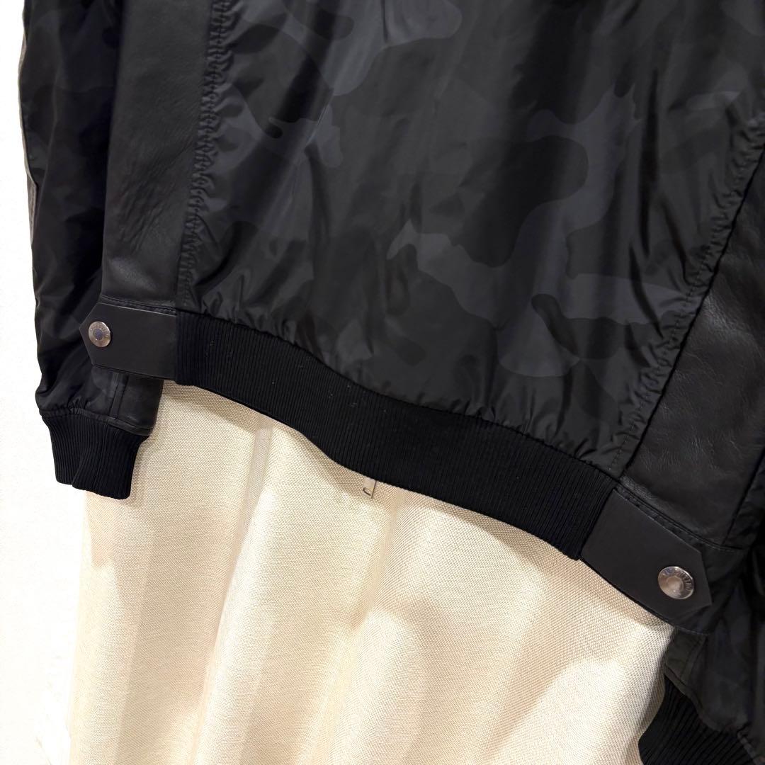 ☆美品☆VALENTINO ラムレザー ナイロン ブルゾン カモフラ柄 BLK