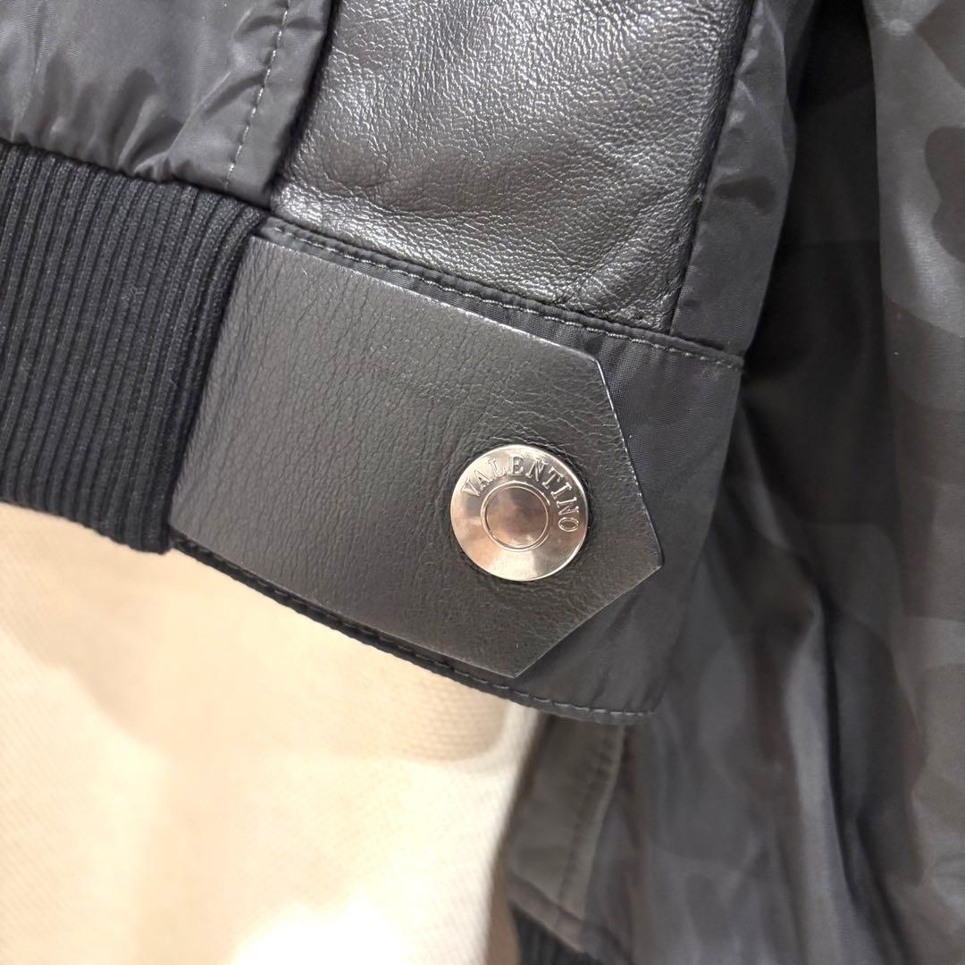 ☆美品☆VALENTINO ラムレザー ナイロン ブルゾン カモフラ柄 BLK