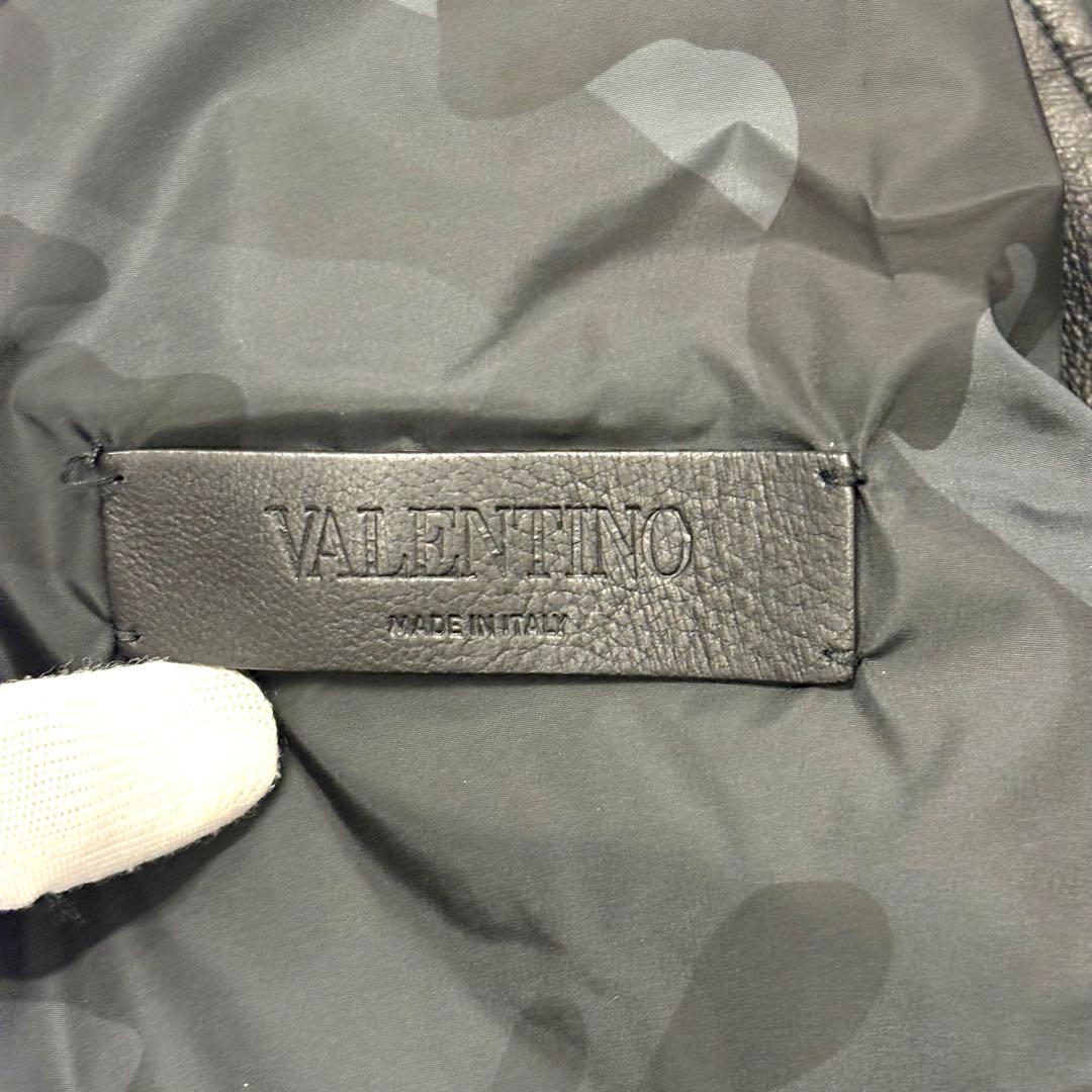 ☆美品☆VALENTINO ラムレザー ナイロン ブルゾン カモフラ柄 BLK