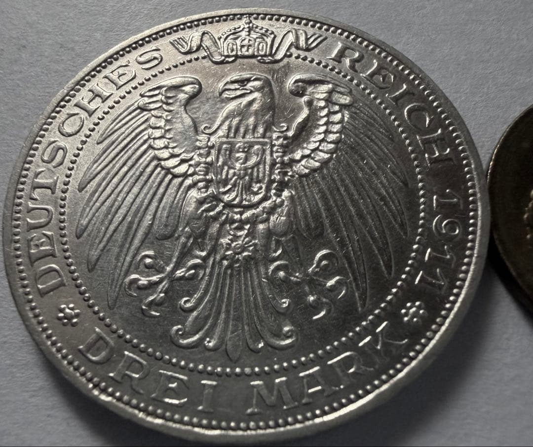 招*@様 1911年ドイツ　プロイセン王国3 マルク銀貨　ブレスラウ大学