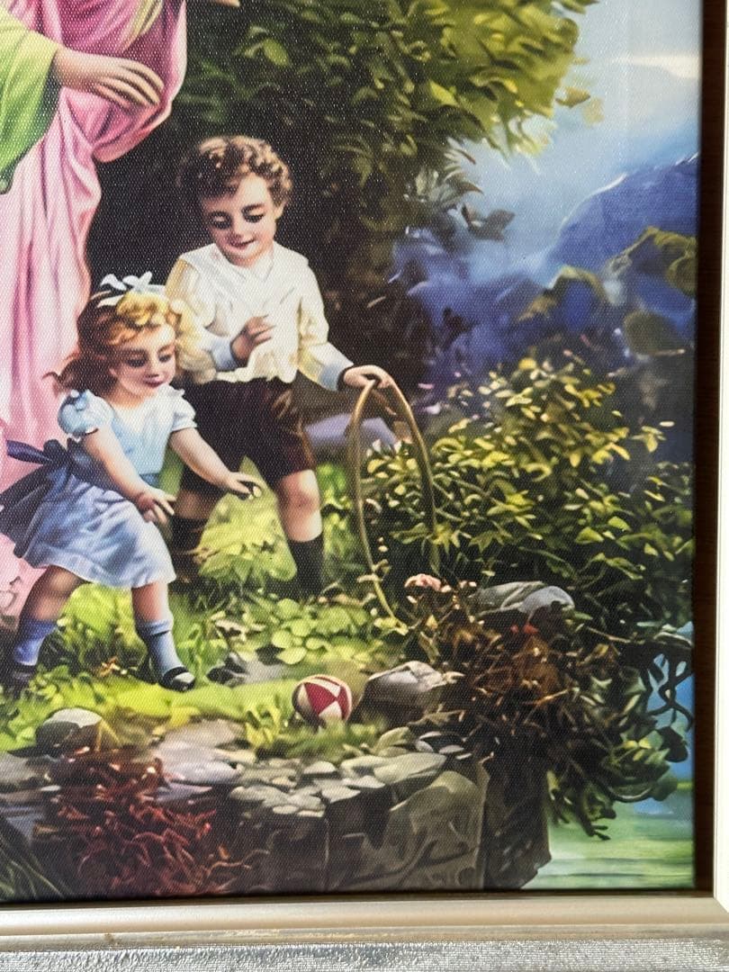 天使　絵画　エンジェル　親子　インテリア　美術品　デザイン額縁　夢　抱擁　愛