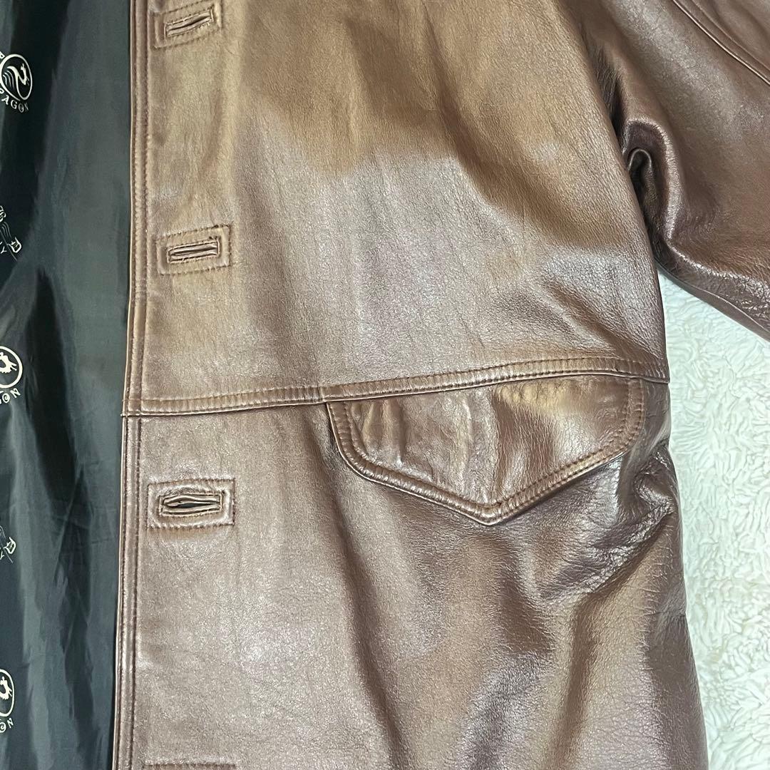 BIG DRAGON レザーコート 本革 ブラウン 50サイズ　イタリア