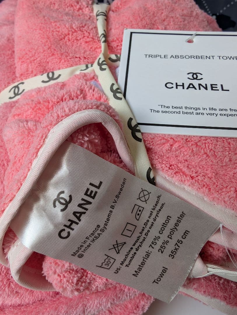 新品 CHANEL/シャネル バスタオル＆フェイスタオル 2枚セット ピンク