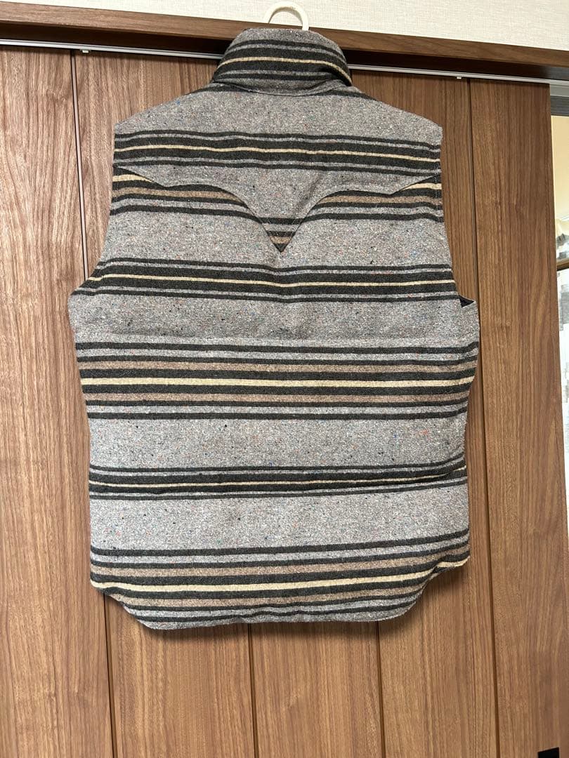 RRL ブランケット　グレー ストライプ ダウンベスト