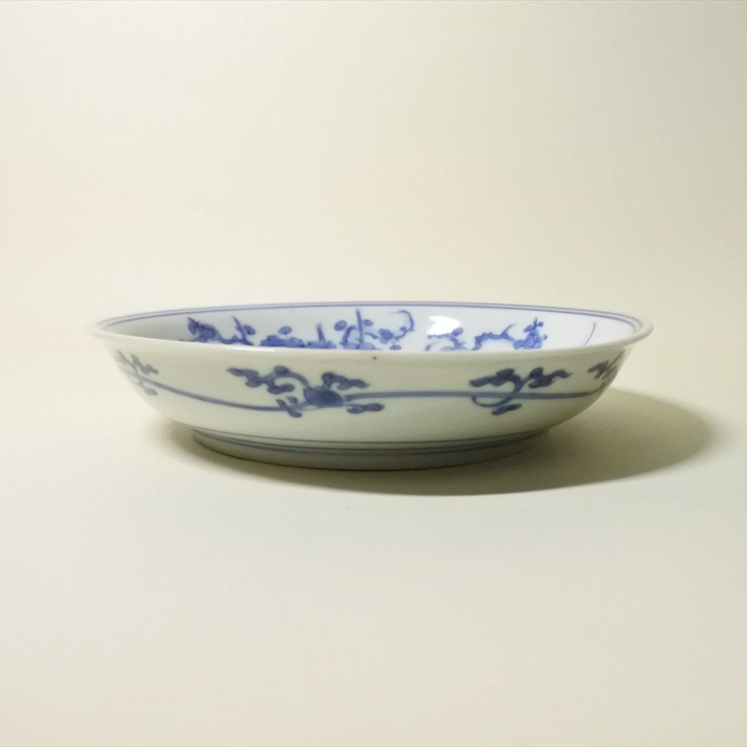 江戸中期　柿右衛門　染付　松竹梅図　皿　アンティーク　骨董品