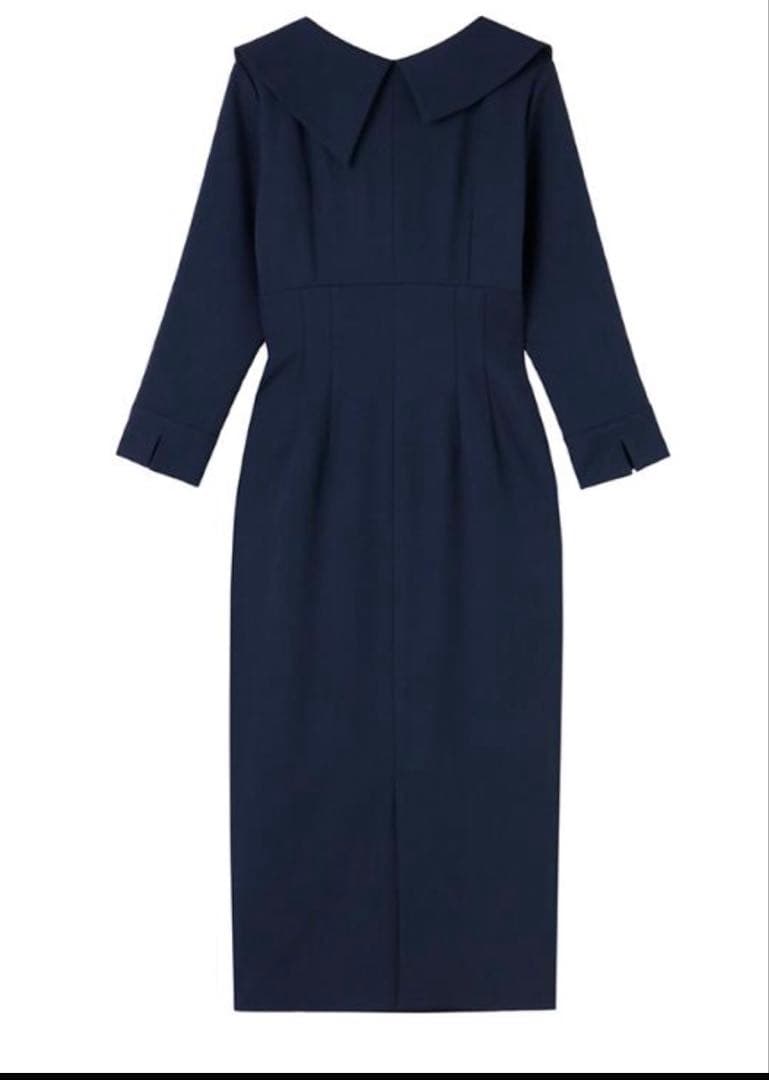 【新品タグ付】JENNE アシンメトリーカラーワンピース M ネイビー