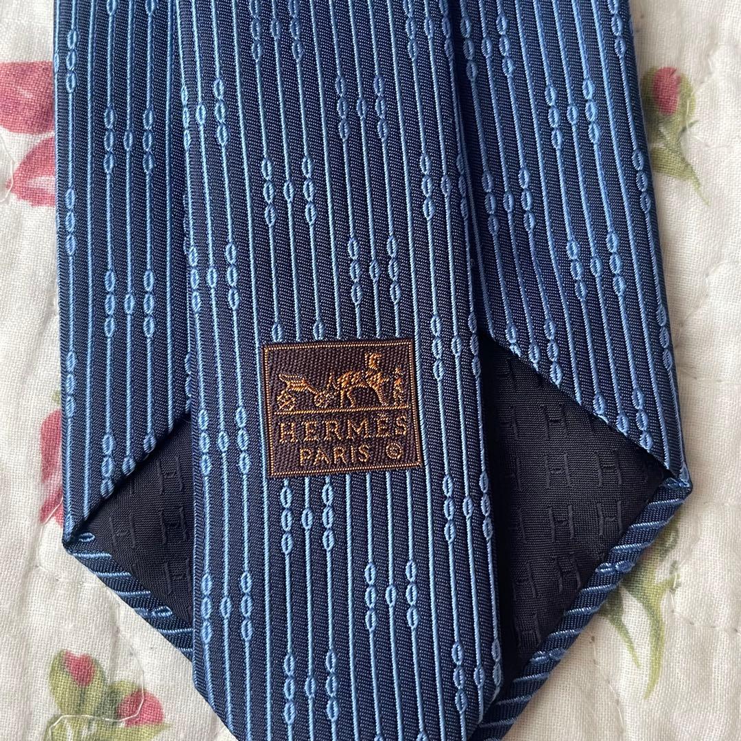【箱付き】HERMES エルメス シルクネクタイ ブルー