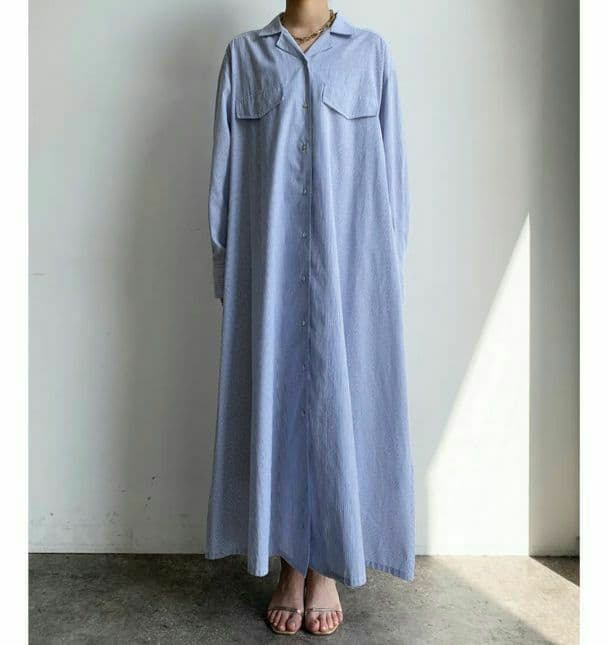 新品タグ付き DouDou ストライプシャツドレス ワンピース