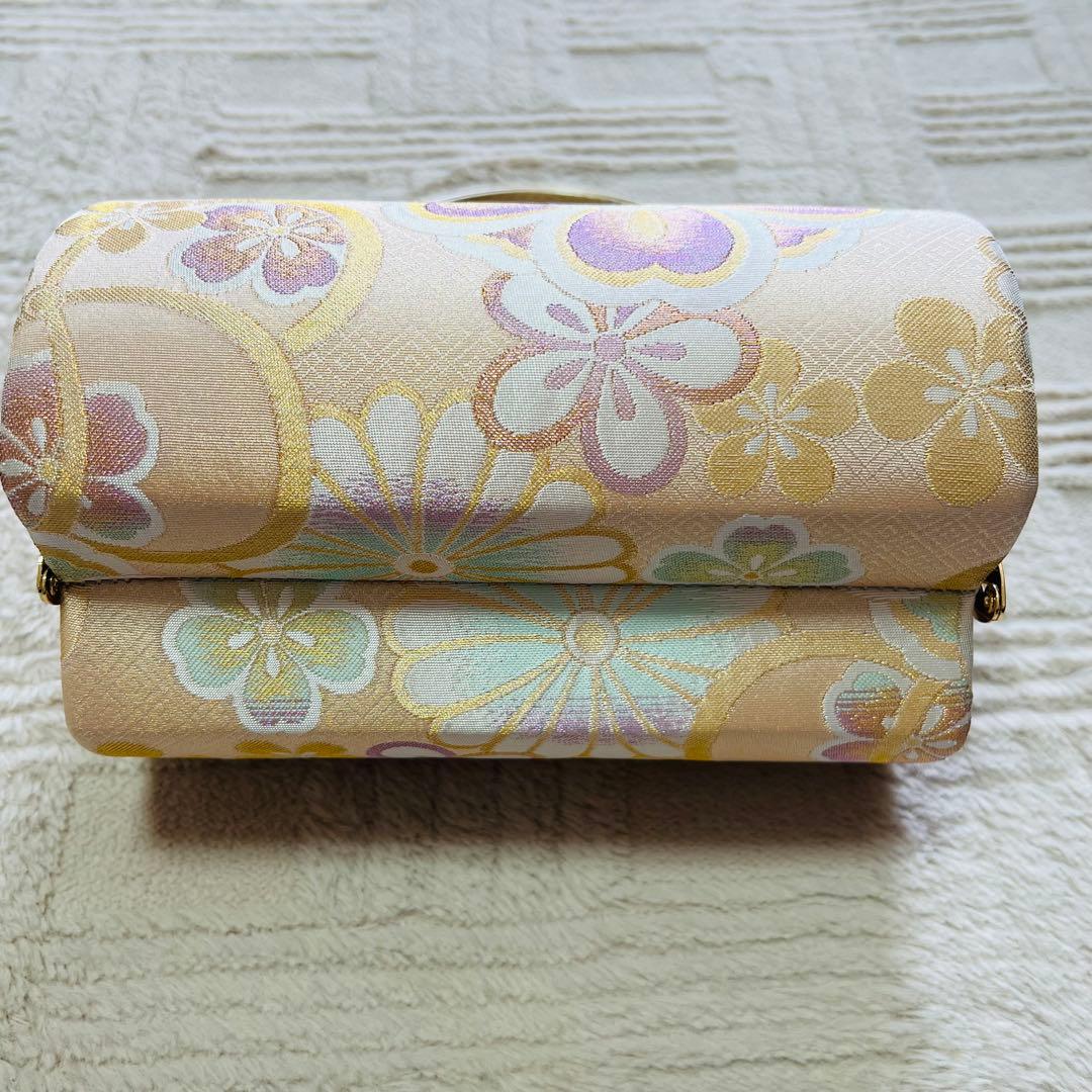 ゴールド 花柄 和装バッグ 草履セット