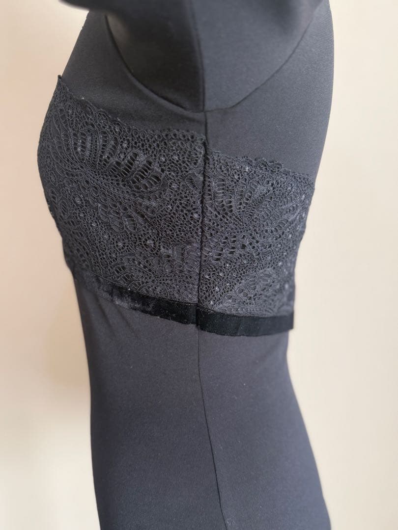 sale! 美品　Chacott チャコット　トップス　ベロアリボン　レース　黒