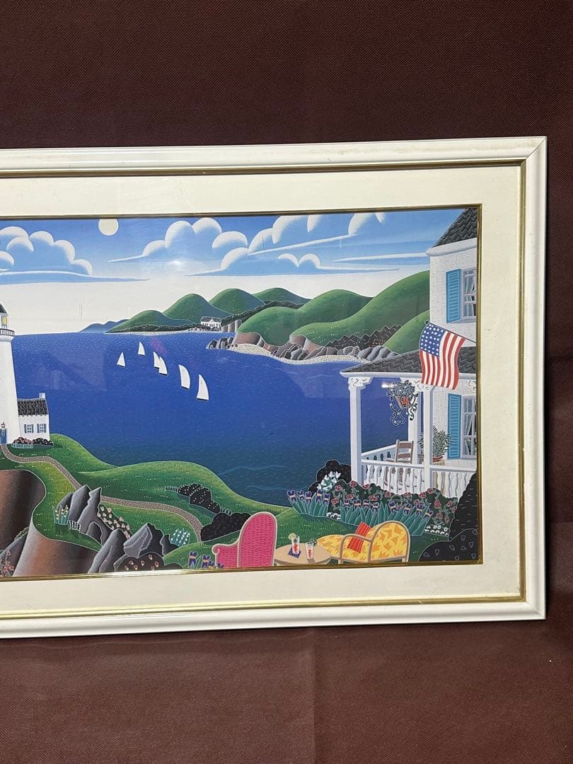 初売り　大型風景画　ト-マスマックナイト　絵画　美術品　インテリア　海　灯台