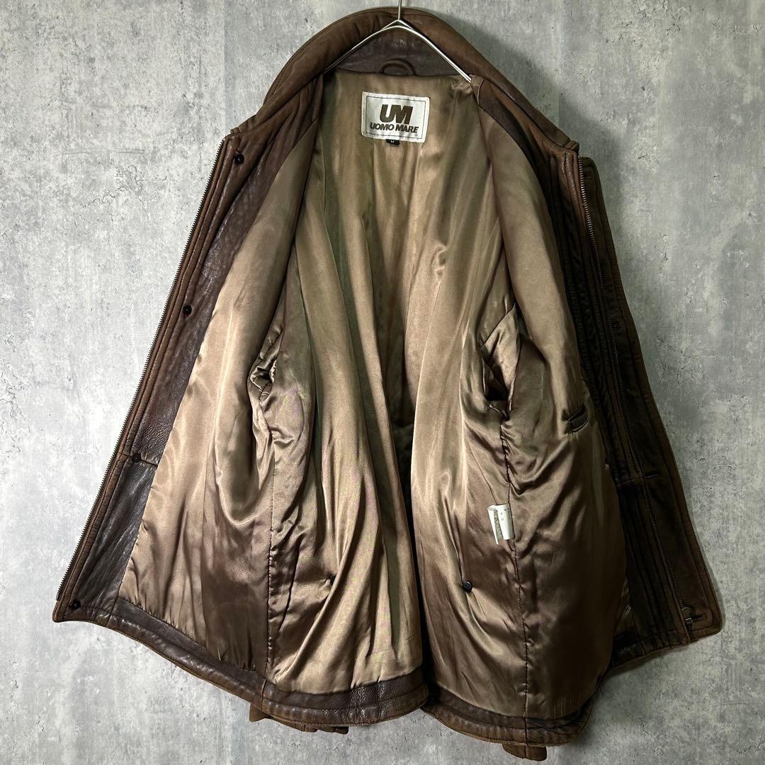 極上 肉厚 羊革 レザー ジャケット 茶色 柔らかい ヴィンテージ