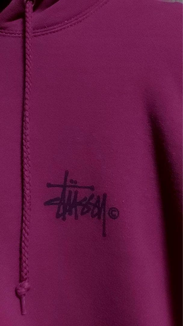 stussyレディースパーカーワインレッド