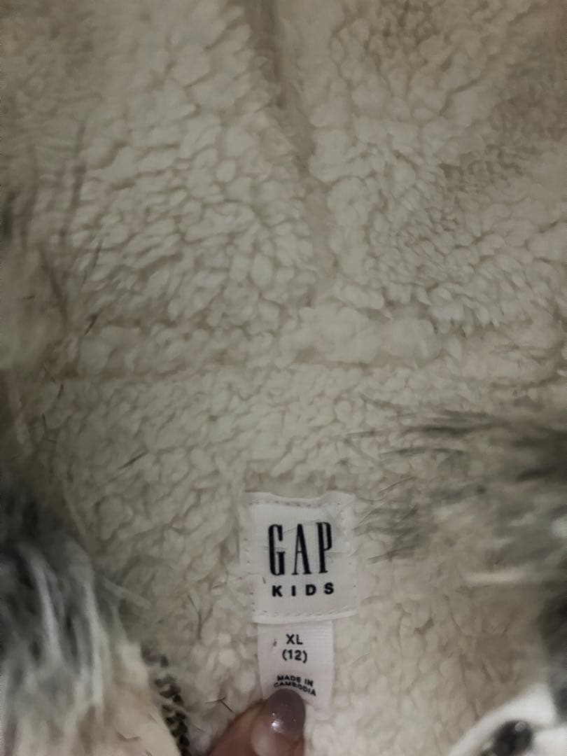 GAP ファー　ジップパーカー　ラインストン　 y2k 平成ギャル　短丈　白