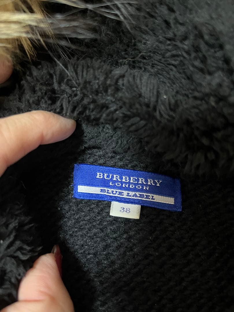 BURBERRYブルーレーベル38 ニットパーカー コート黒