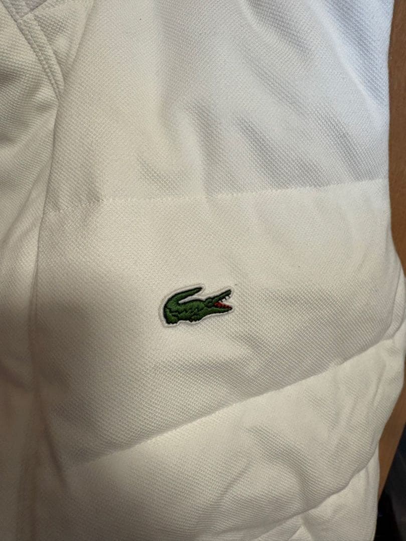 LACOSTE ホワイト キルティングダウンベスト US L