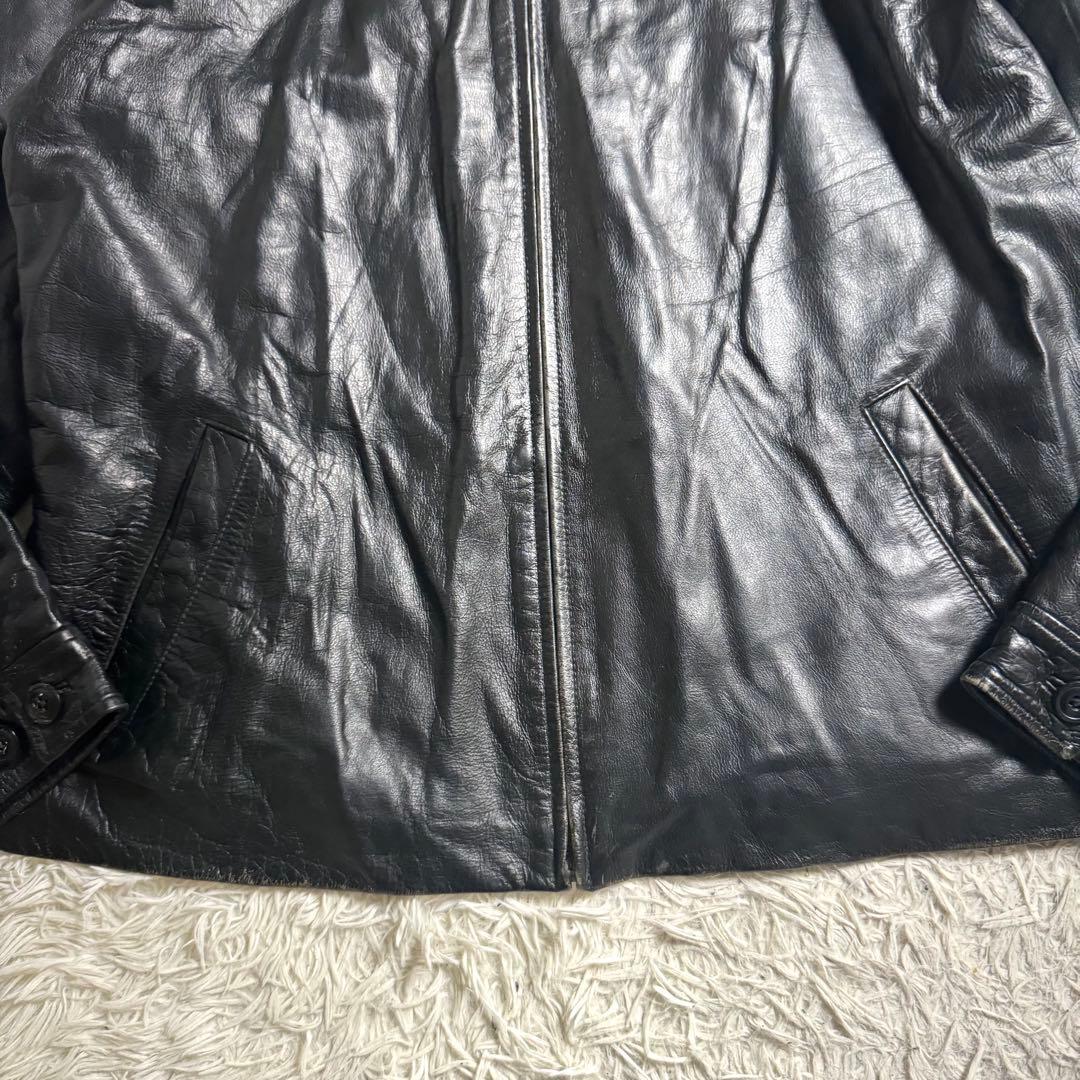 90s OLD GAP 本革 レザージャケット XL 中綿 キルティング 黒
