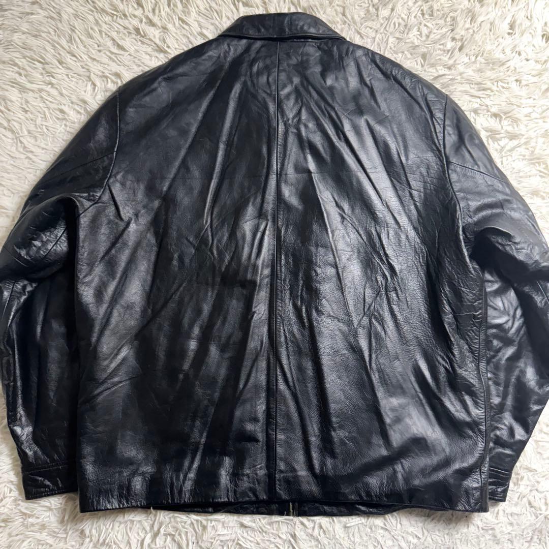 90s OLD GAP 本革 レザージャケット XL 中綿 キルティング 黒