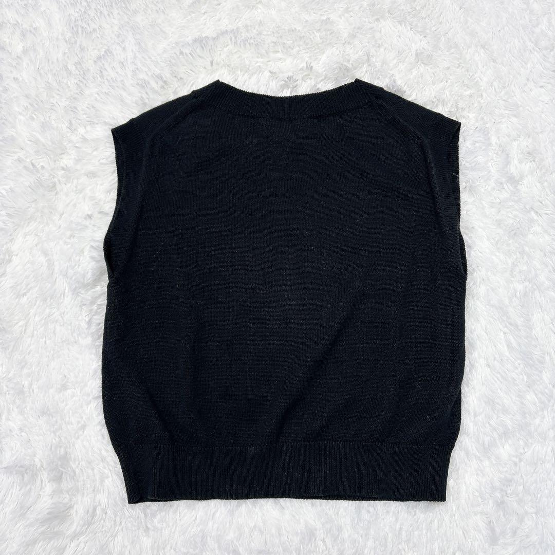 ［美品 ］マーガレットハウエル コットンリネン ベスト 黒 2 無地 シンプル