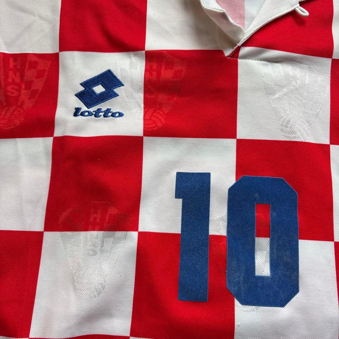 Lotto サッカーシャツ 赤白 チェッカー 10 クロアチア代表　ボバン 美品