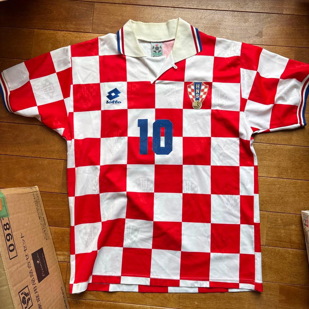 Lotto サッカーシャツ 赤白 チェッカー 10 クロアチア代表　ボバン 美品
