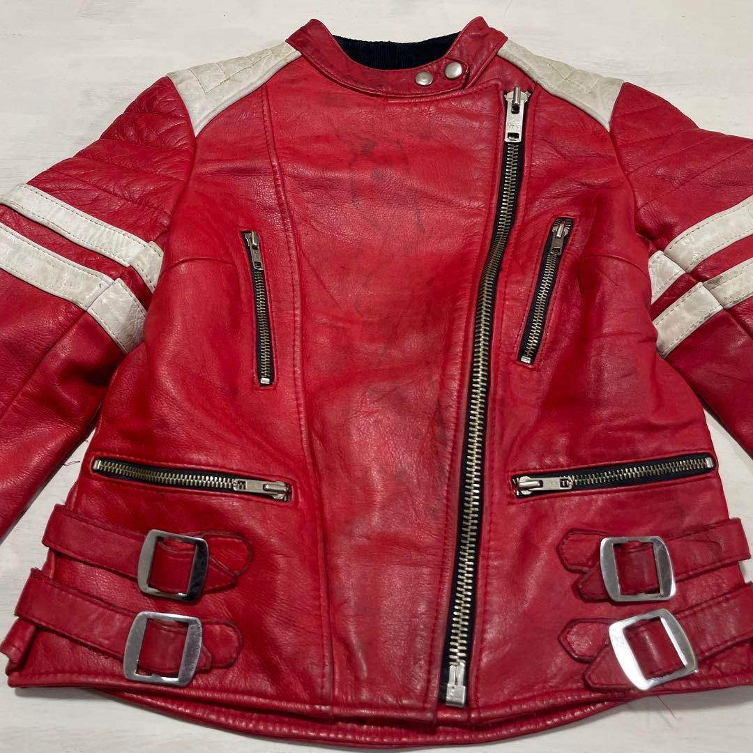 ビンテージ　ECHTES LEDER ダブルライダース　レッド　赤
