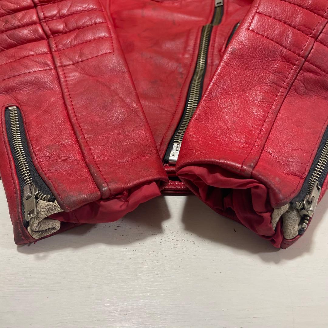 ビンテージ　ECHTES LEDER ダブルライダース　レッド　赤