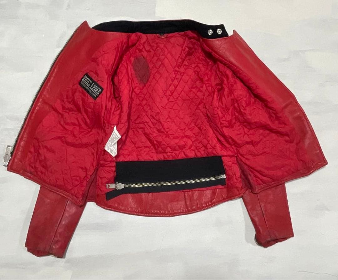 ビンテージ　ECHTES LEDER ダブルライダース　レッド　赤