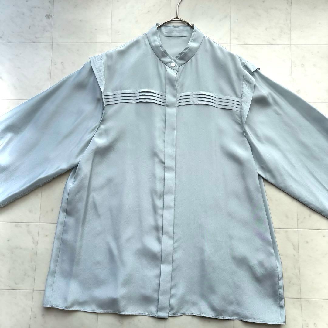 トゥモローランドコレクション 美品 ウォッシャブルシルク スタンドカラーブラウス