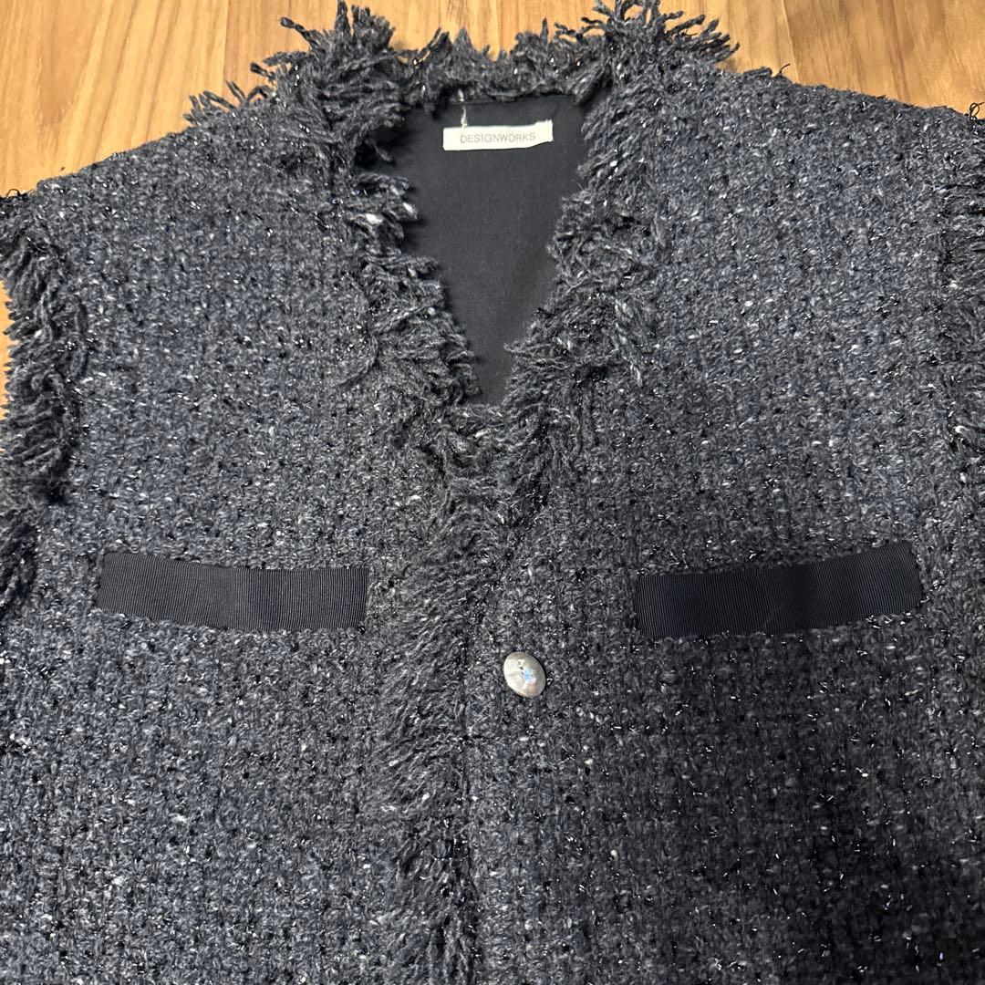 tammy様最終セール！DESIGNWORKS グレー フリンジツイードベスト