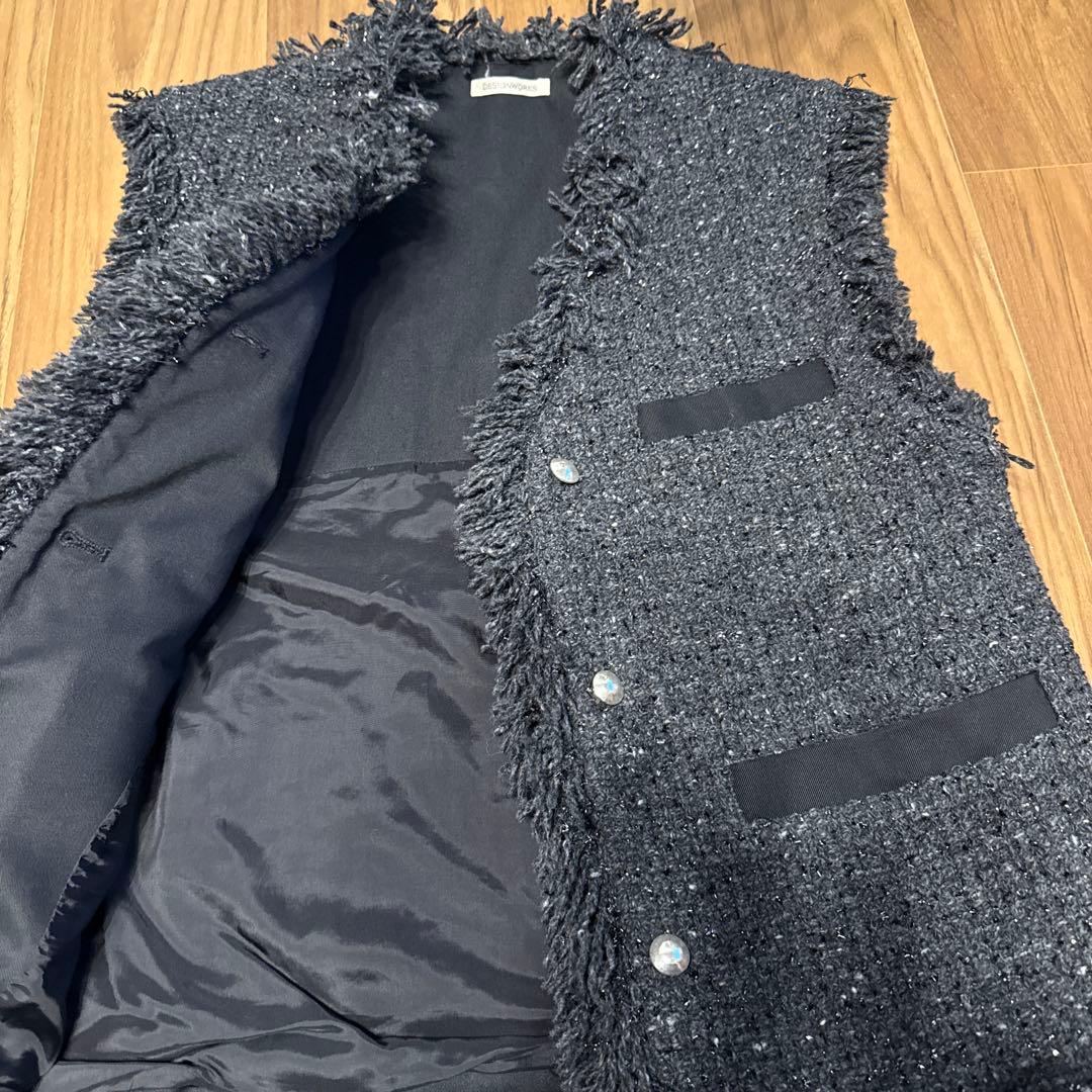 tammy様最終セール！DESIGNWORKS グレー フリンジツイードベスト