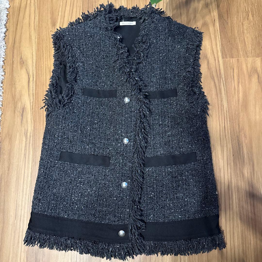 tammy様最終セール！DESIGNWORKS グレー フリンジツイードベスト