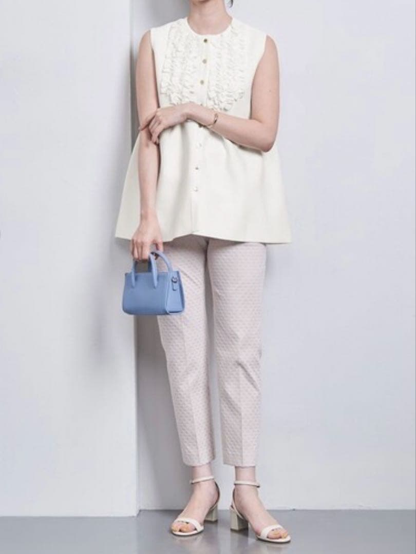 UNITED ARROWS /P ミニフリル ニットベスト オフホワイト/ 新品