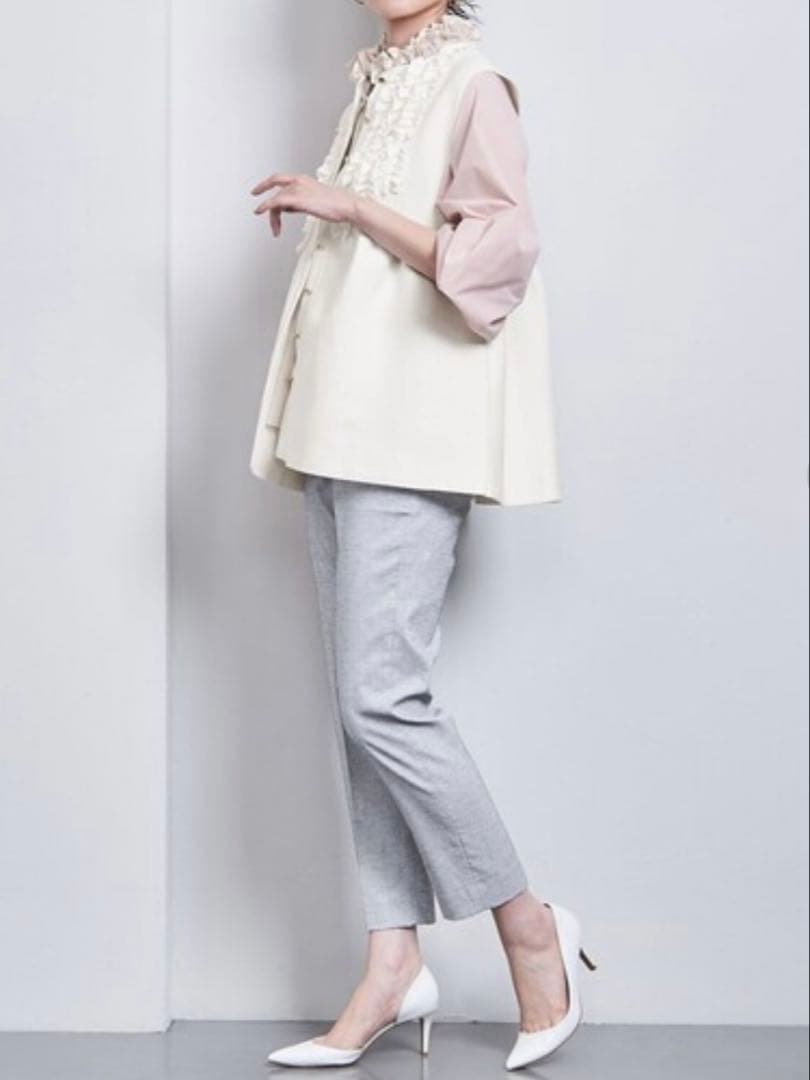 UNITED ARROWS /P ミニフリル ニットベスト オフホワイト/ 新品