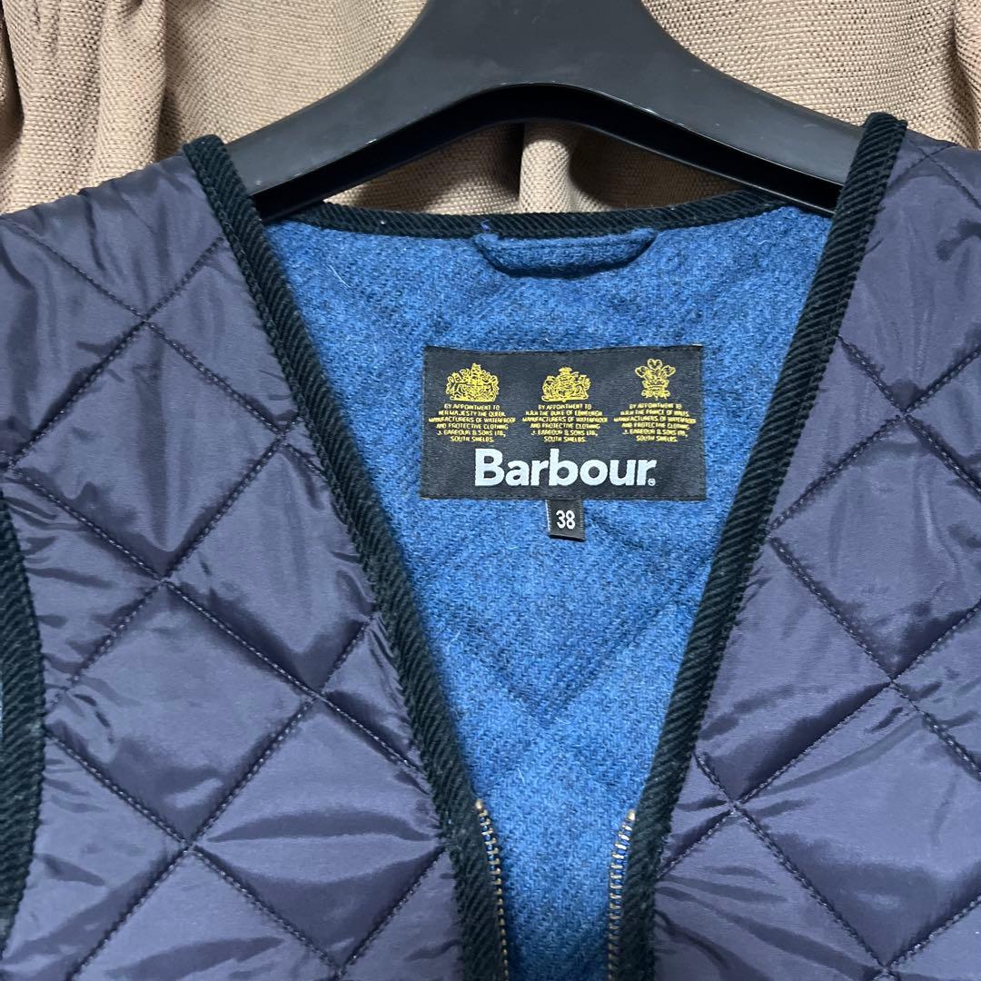 Barbour ネイビー キルティングベスト サイズ38