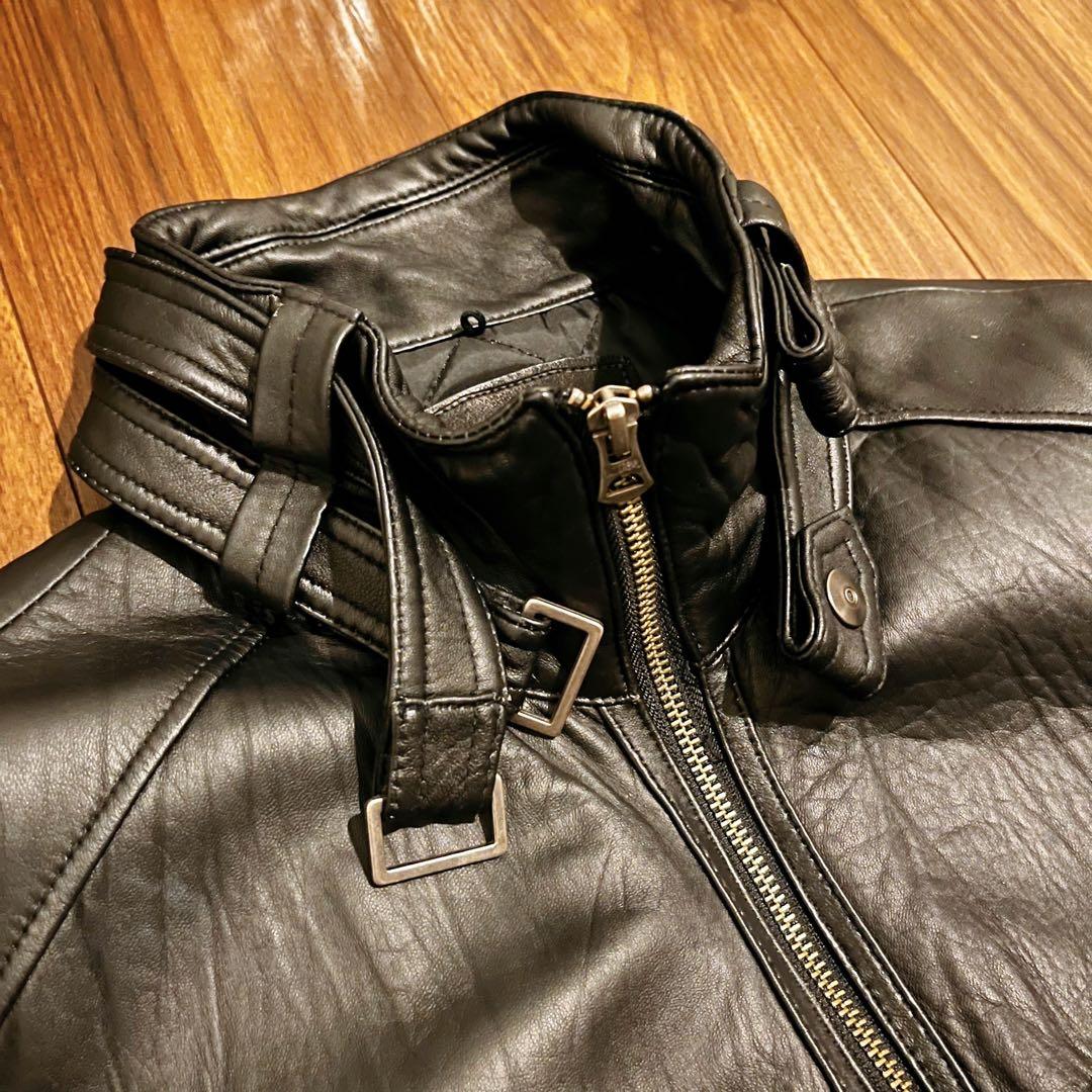 ジャックローズJACK ROSE羊革 ブラック ラムレザー ライダース 5 黒