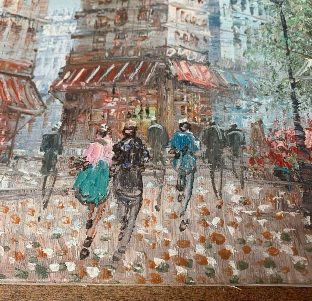 油彩画　印象派　木枠　キャンバス　フランス　パリ　ブロカント　女流画家　F3