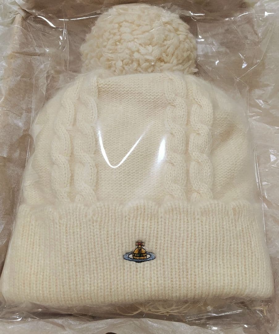 Vivienne Westwood ケーブル編みニット帽(アイボリー)