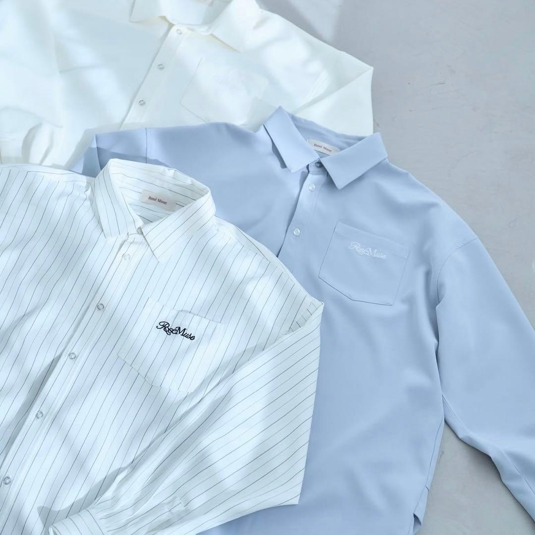 rosemuse back open big shirts サックス