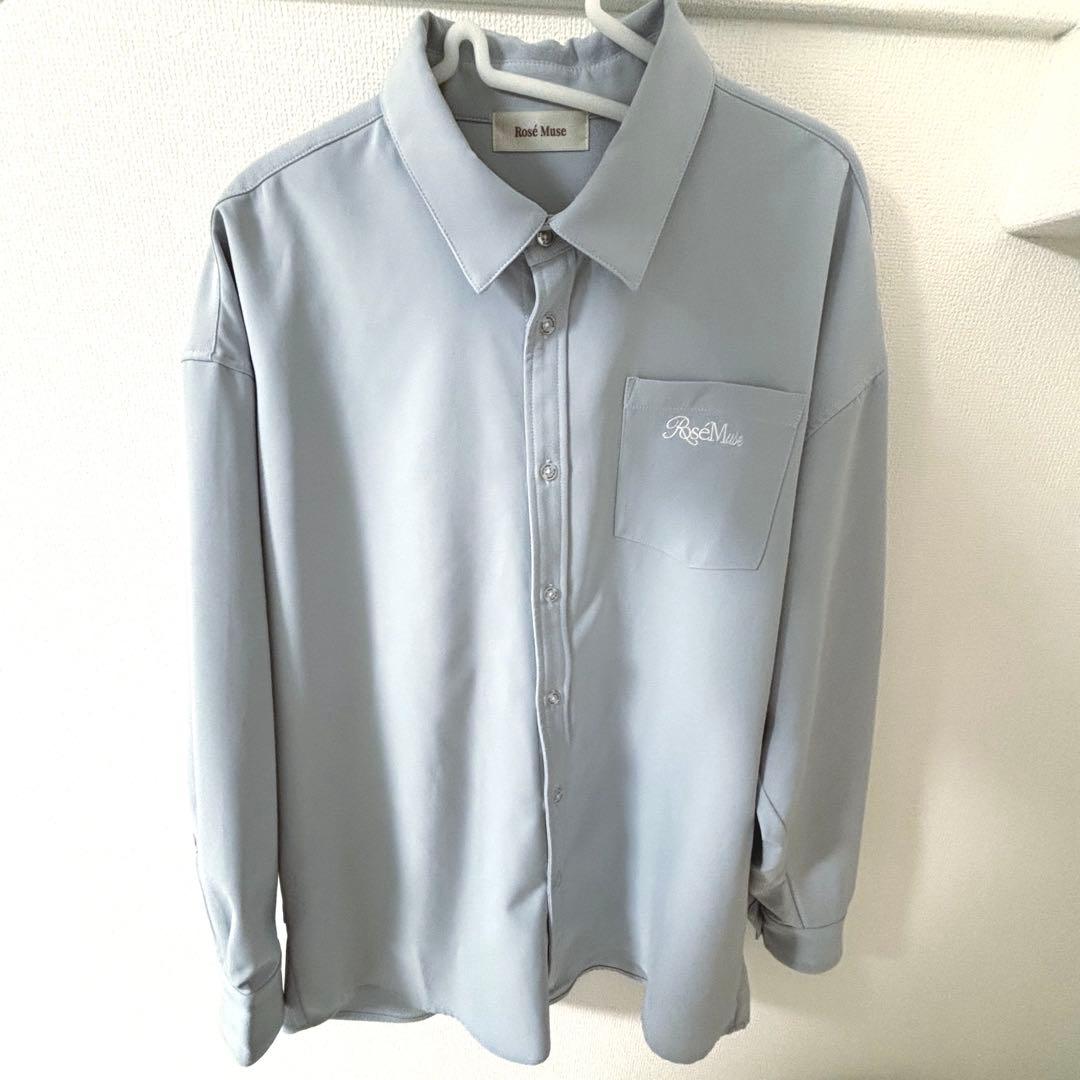 rosemuse back open big shirts サックス